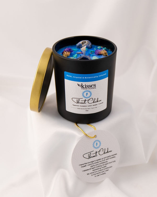 Throat Chakra Soy Candle | Peppermint & Eucalyptus | Non-Toxic