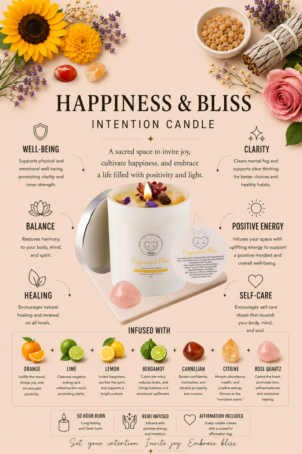 Citrus Soy Candle | Bright Citrus Aroma, Non-Toxic Clean Burn