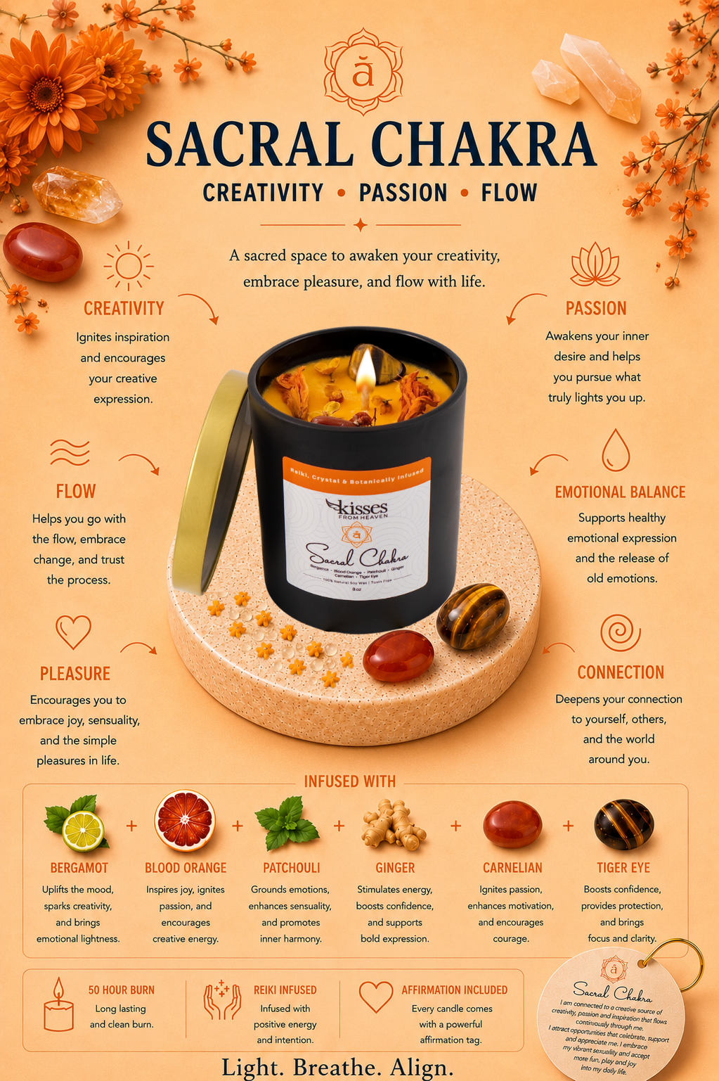 Sacral Chakra Soy Candle | Bergamot & Blood Orange | Non-Toxic