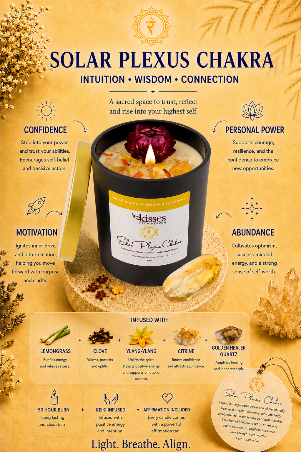 Solar Plexus Chakra Soy Candle | Lemongrass & Ylang-Ylang | Non-Toxic