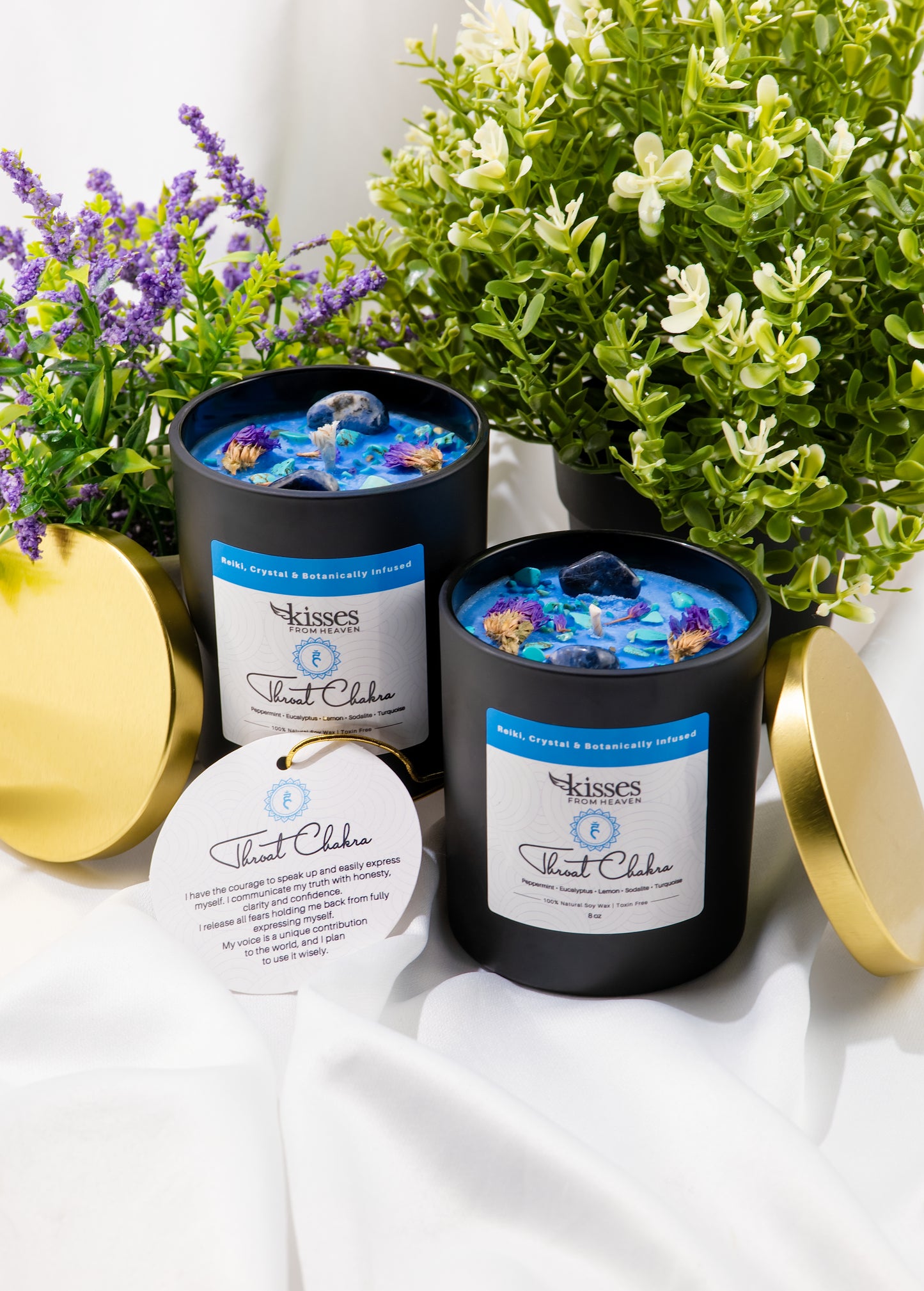 Throat Chakra Soy Candle | Peppermint & Eucalyptus | Non-Toxic