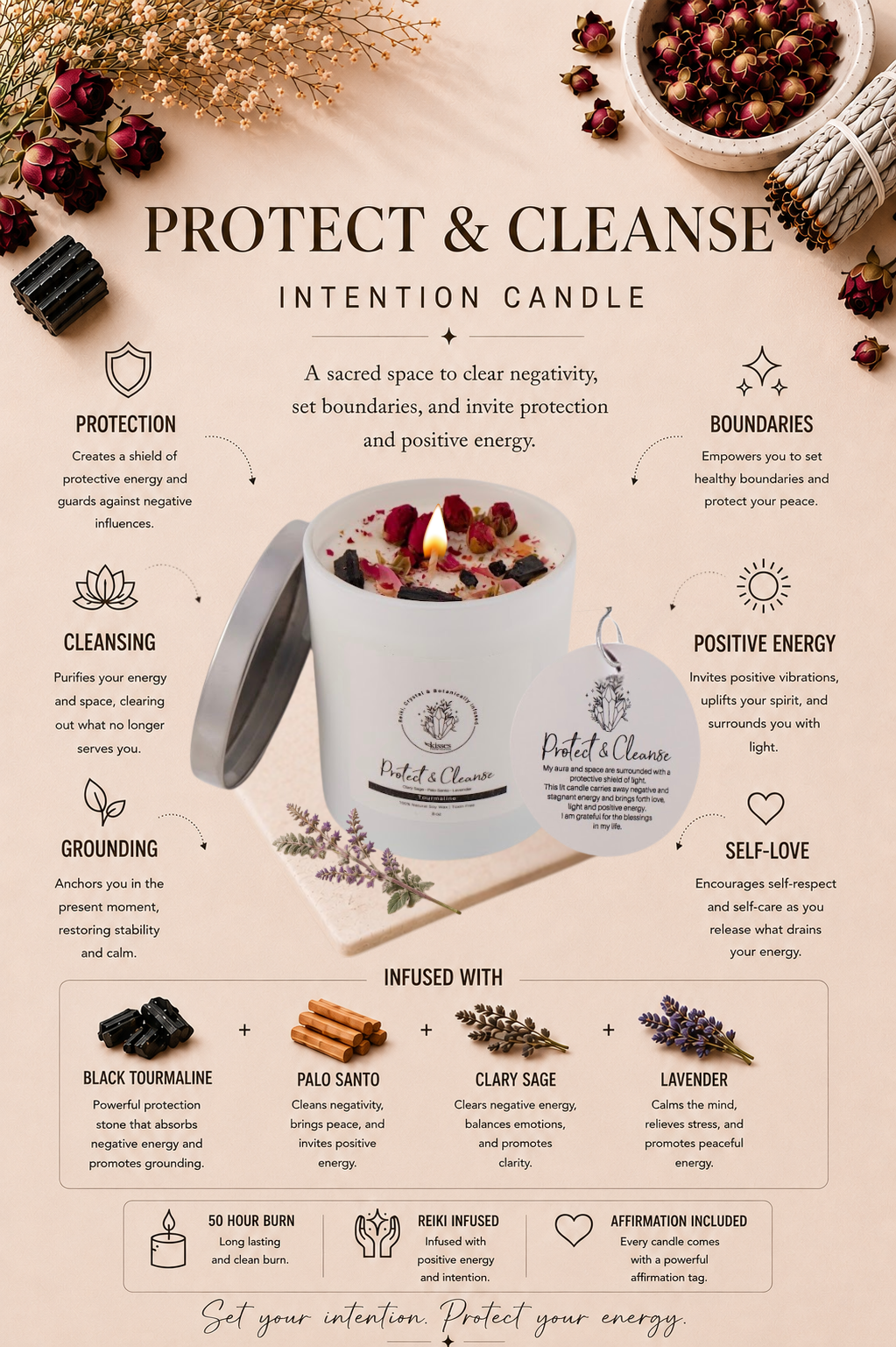 Lavender & Palo Santo Soy Candle | Non-Toxic, Clean Burn