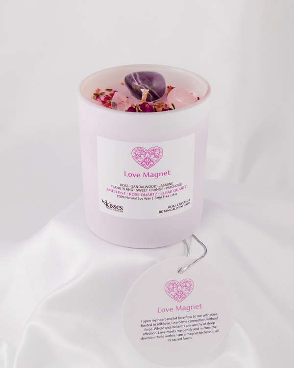 Love Magnet Intention Candle – Romantic Floral Aromatherapy Soy Candle | Reiki-Infused
