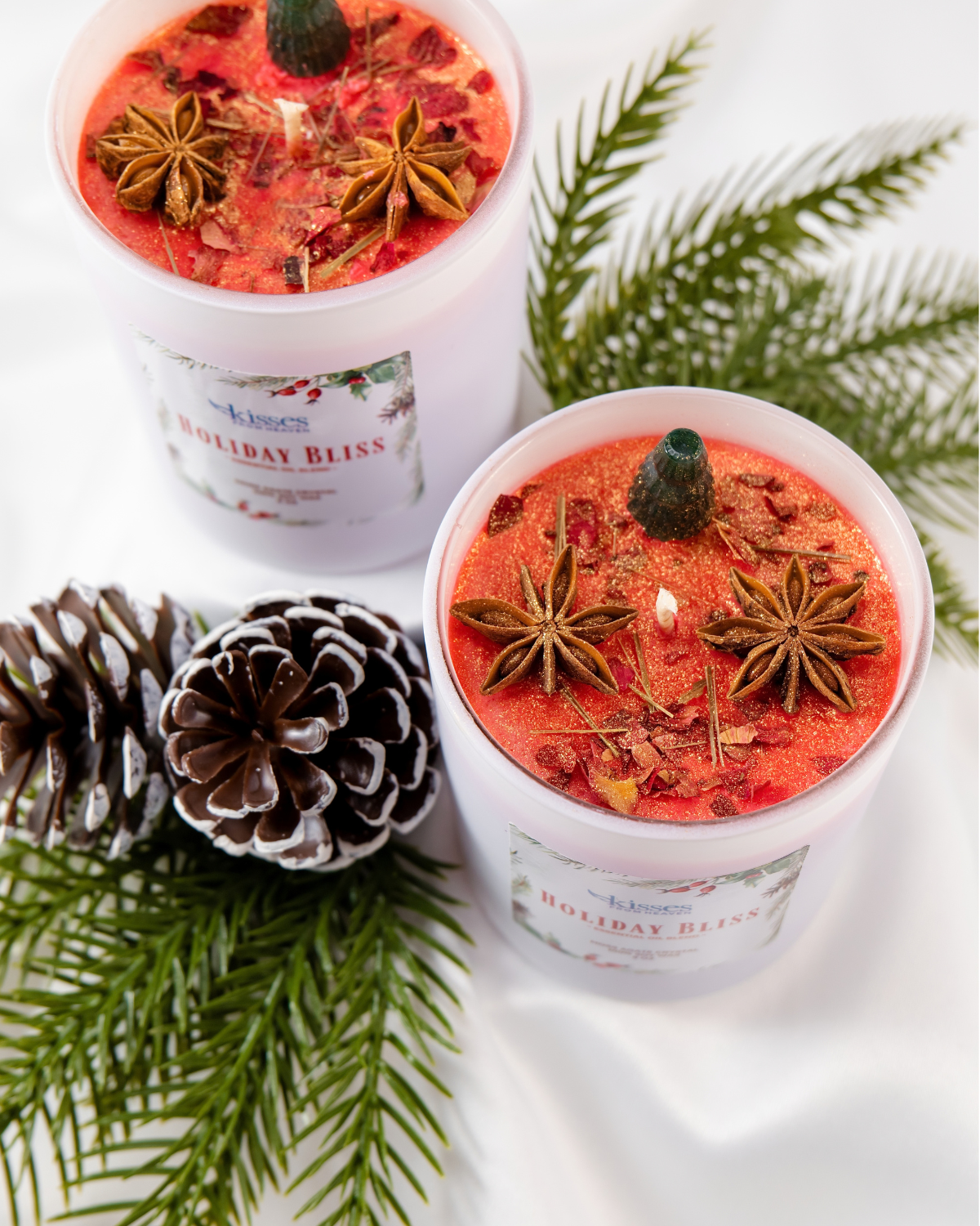 Holiday Bliss Candle | Christmas Soy Candle with Moss Agate Crystal Tree